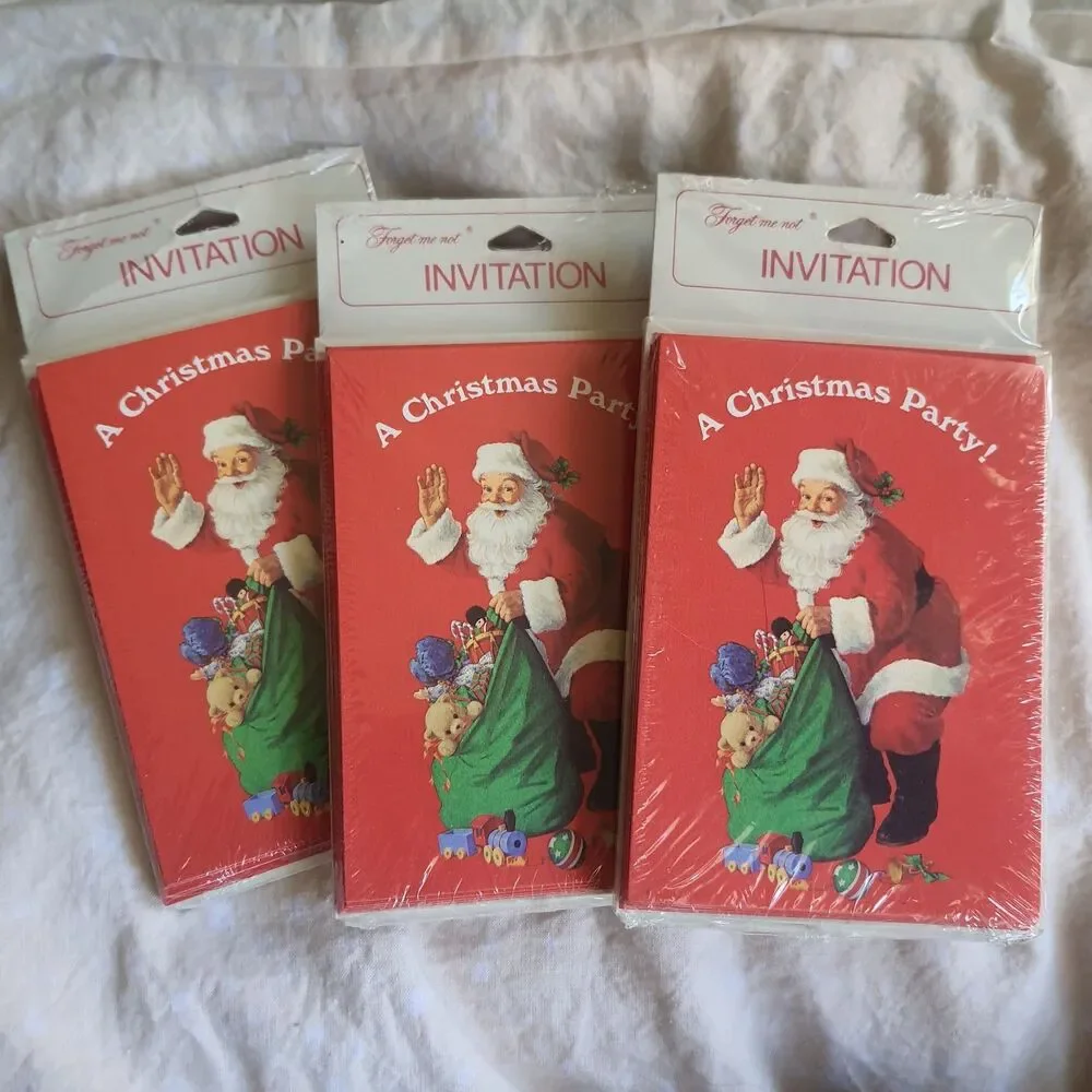 Vtg Lot Of 3 Packs Forget Me Not Christmas Party Invitation New W Envelopes 24